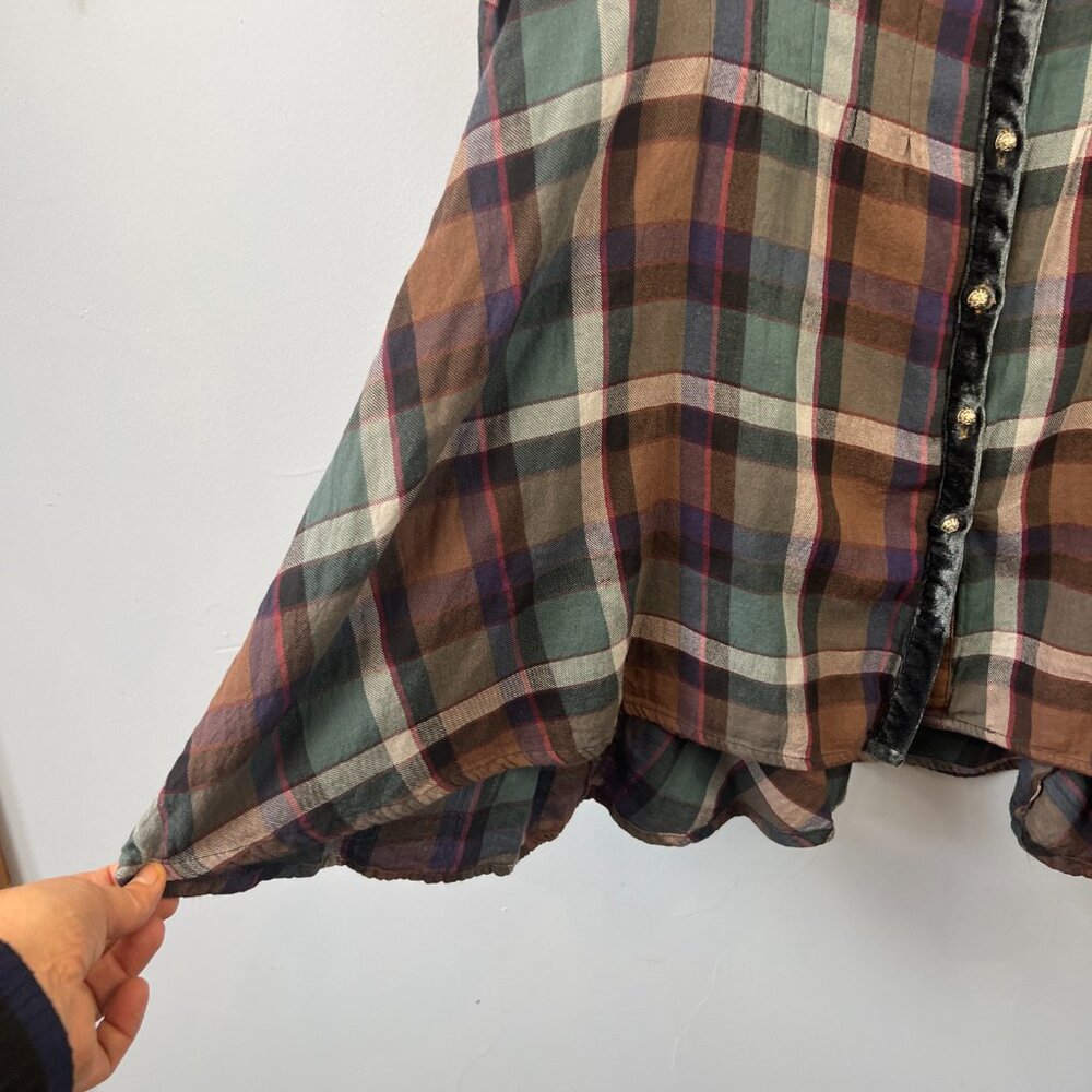 Soft Surroundings Plaid Button Front Flared Swing Tunic Top Size PL Western - Picture 4 of 9